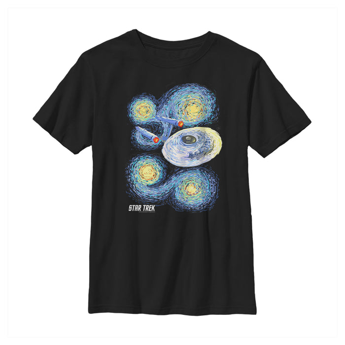 fifth sun Boy's Star Trek Starry Night Enterprise T-Shirt