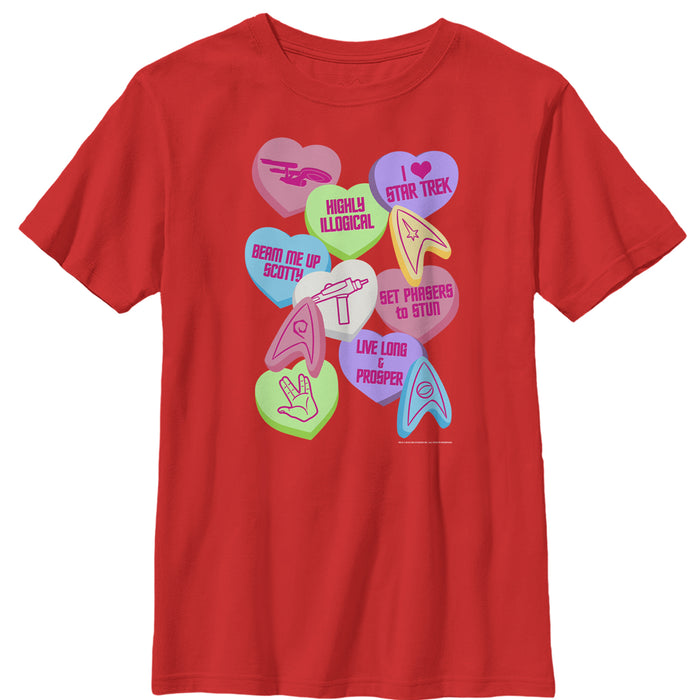 fifth sun Boy's Star Trek Valentine's Starfleet Candy Hearts T-Shirt