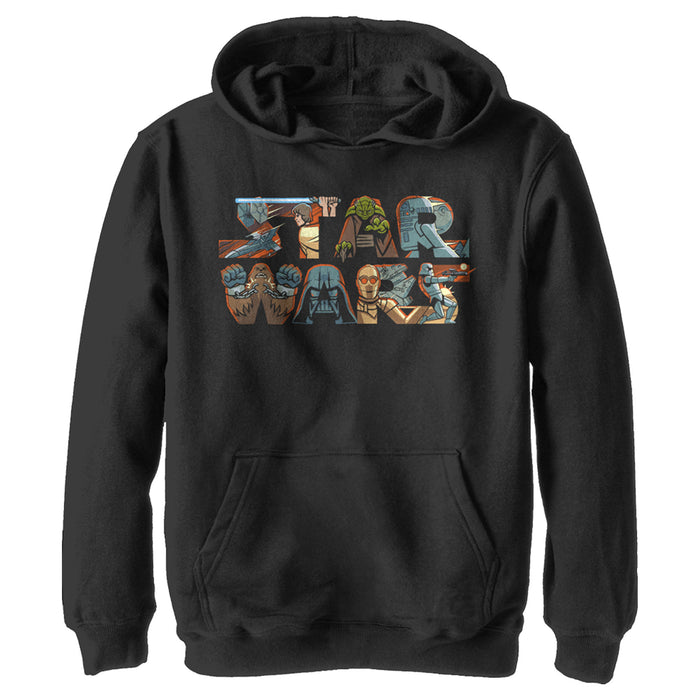 fifth sun Boy's Star Wars: A New Hope Characters Logo Pull Over Hoodie