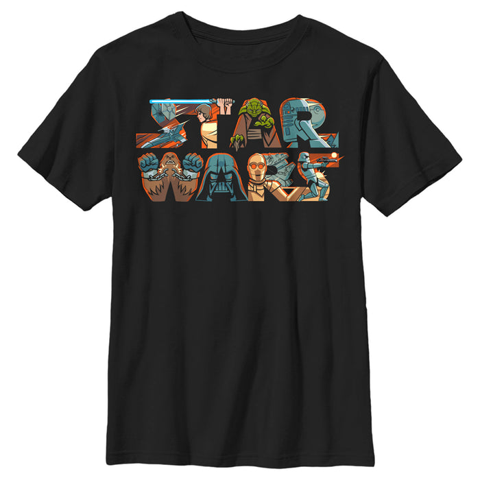 fifth sun Boy's Star Wars: A New Hope Characters Logo T-Shirt