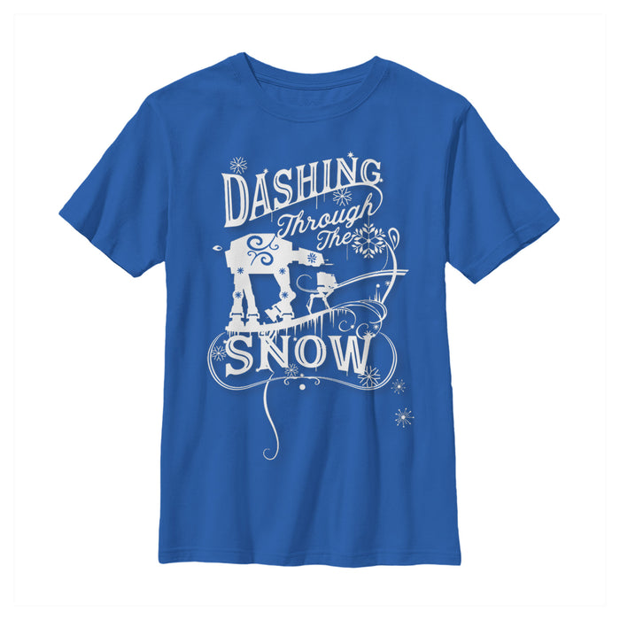 fifth sun Boy's Star Wars Christmas AT-AT Dashing Snow T-Shirt