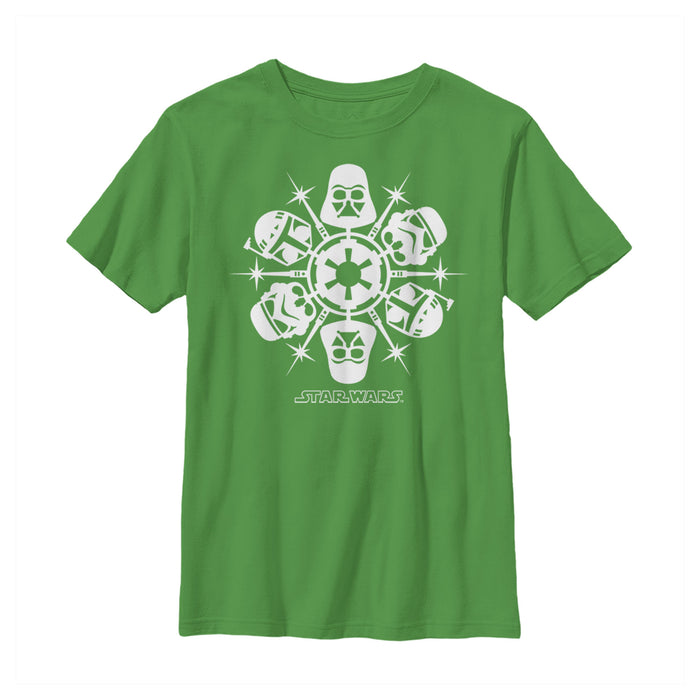 fifth sun Boy's Star Wars Christmas Dark Side Snowflakes T-Shirt