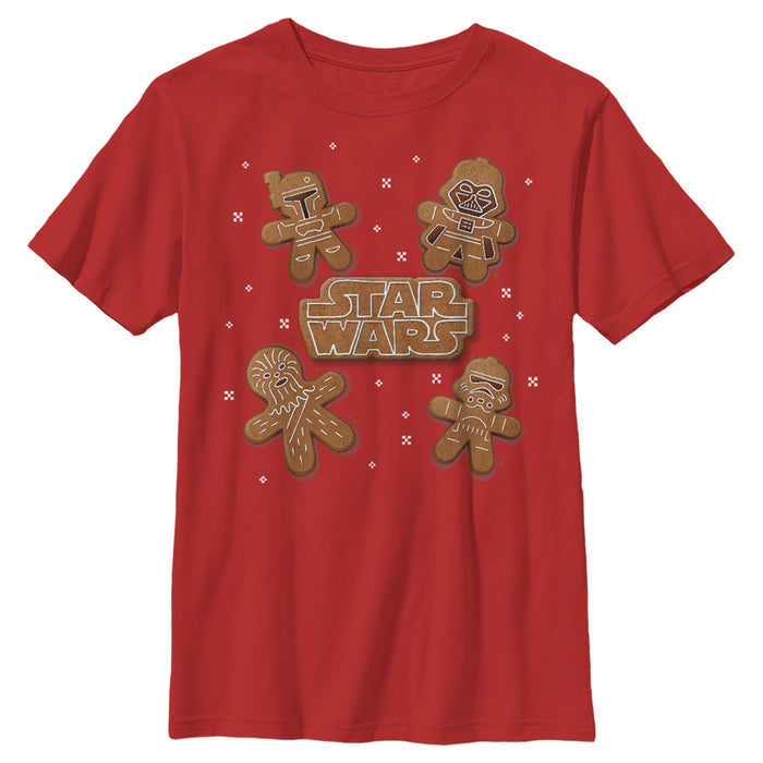 fifth sun Boy's Star Wars Christmas Gingerbread Characters T-Shirt