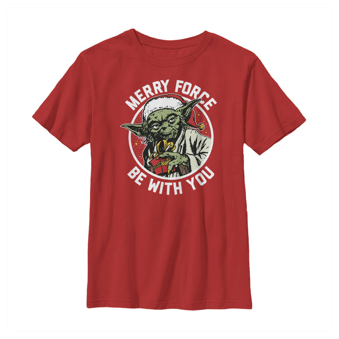 Fifth Sun Boy's Star Wars Christmas Yoda May The Force T-Shirt