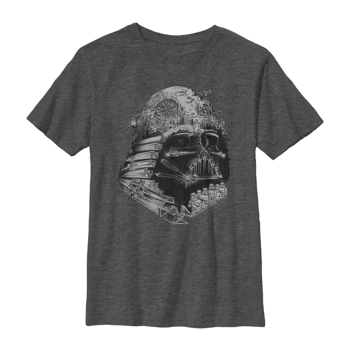 fifth sun Boy's Star Wars Darth Vader Star Ship Collage T-Shirt