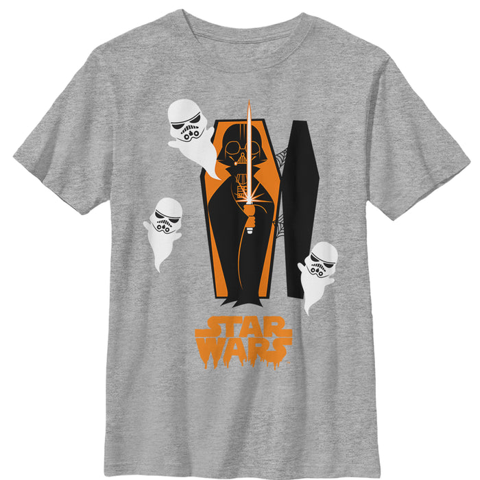 fifth sun Boy's Star Wars Halloween Darth Vader Coffin T-Shirt