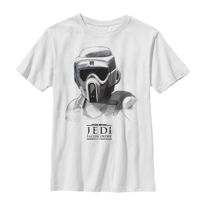 fifth sun Boy's Star Wars Jedi: Fallen Order Grayscale Scout Trooper T-Shirt