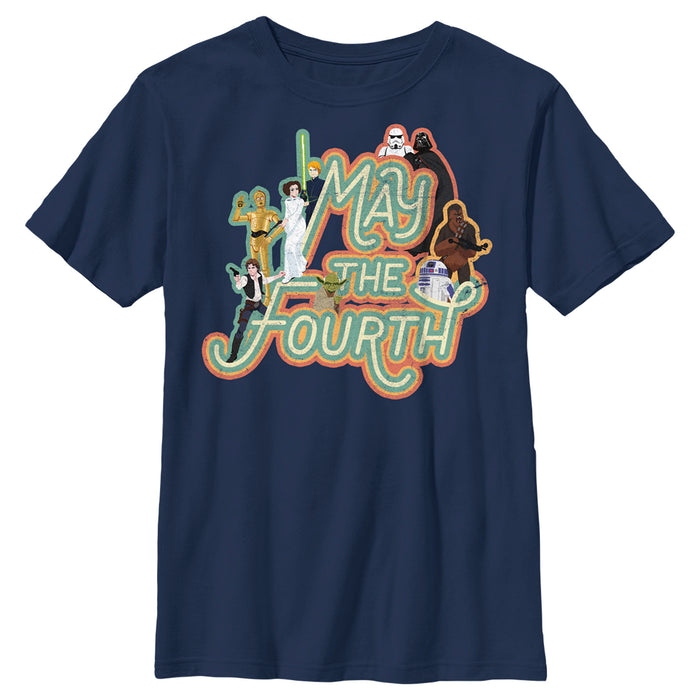 fifth sun Boy's Star Wars May the Fourth Classic Characters T-Shirt