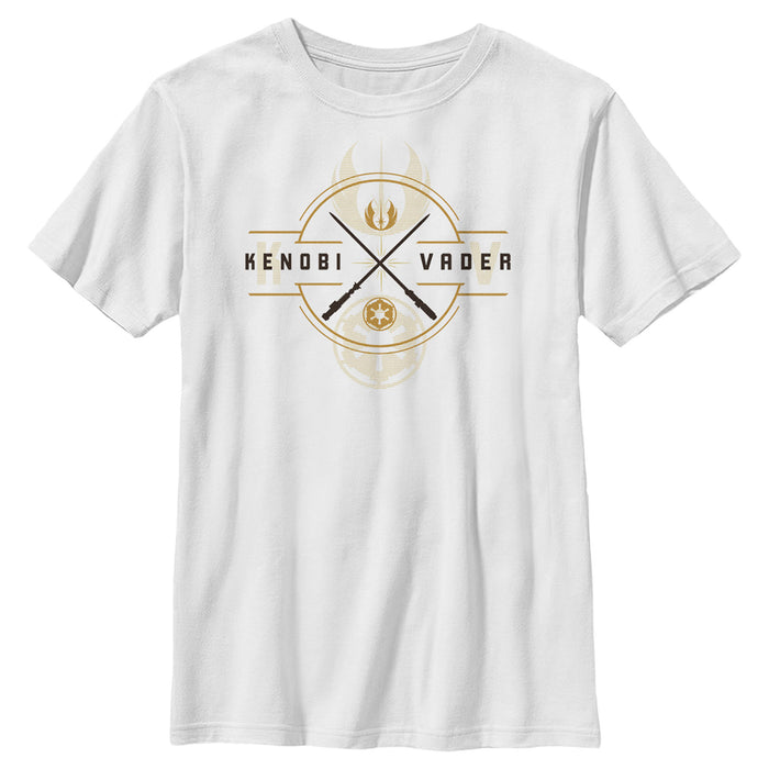 fifth sun Boy's Star Wars: Obi-Wan Kenobi Vader and Kenobi Lightsaber Crest T-Shirt