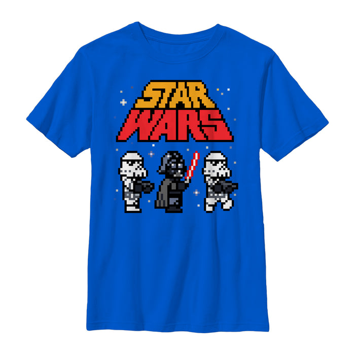 fifth sun Boy's Star Wars Pixel Darth Vader and Stormtroopers T-Shirt