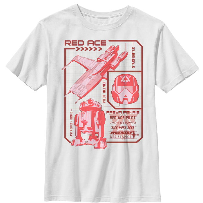 fifth sun Boy's Star Wars Resistance Ace Schematic Detail T-Shirt