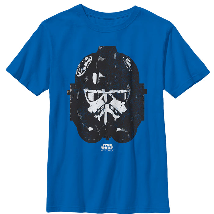 fifth sun Boy's Star Wars Resistance Grungy Stormtrooper Helmet T-Shirt
