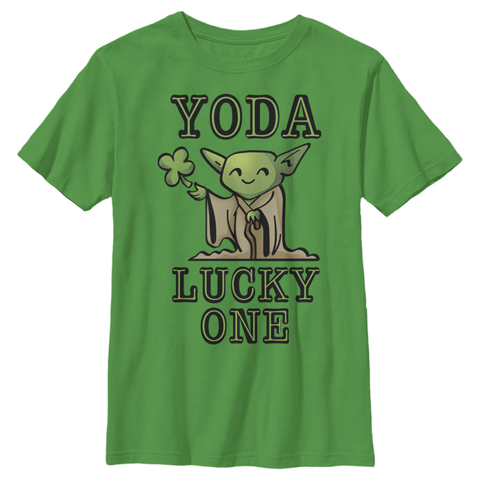 fifth sun Boy's Star Wars St. Patrick's Day Cartoon Yoda Lucky One T-Shirt