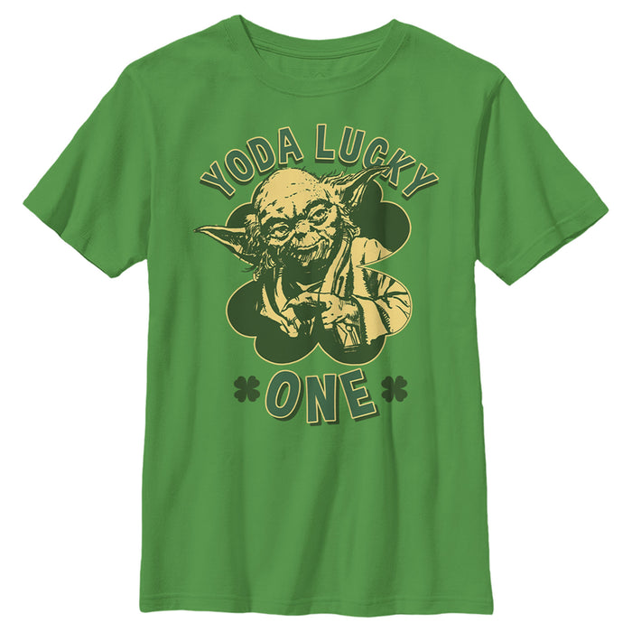 fifth sun Boy's Star Wars St. Patrick's Day Yoda Lucky One T-Shirt