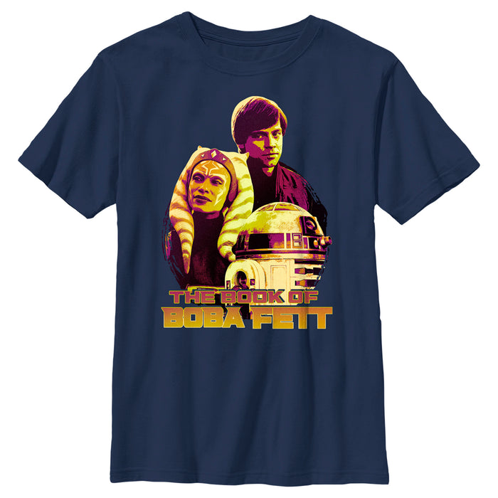 fifth sun Boy's Star Wars: The Book of Boba Fett R2-D2 Skywalker Tano Old Friends T-Shirt