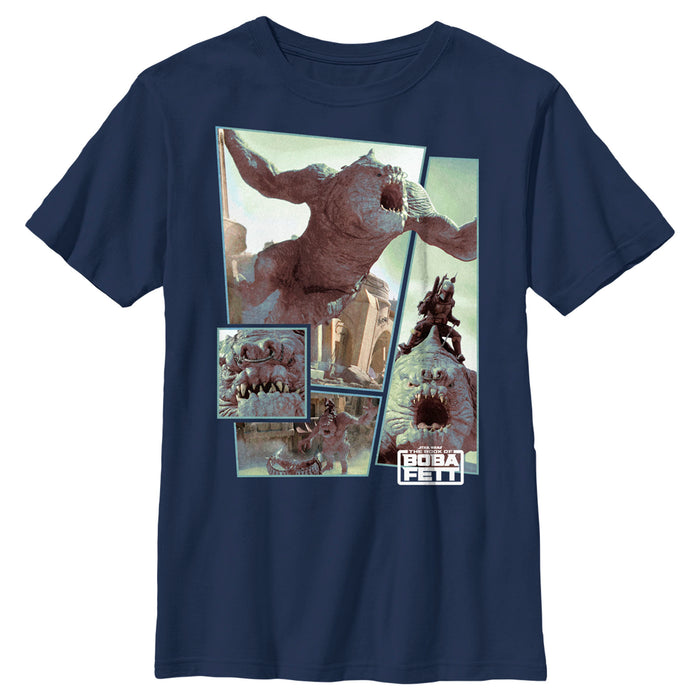 fifth sun Boy's Star Wars: The Book of Boba Fett Rancor Attack T-Shirt