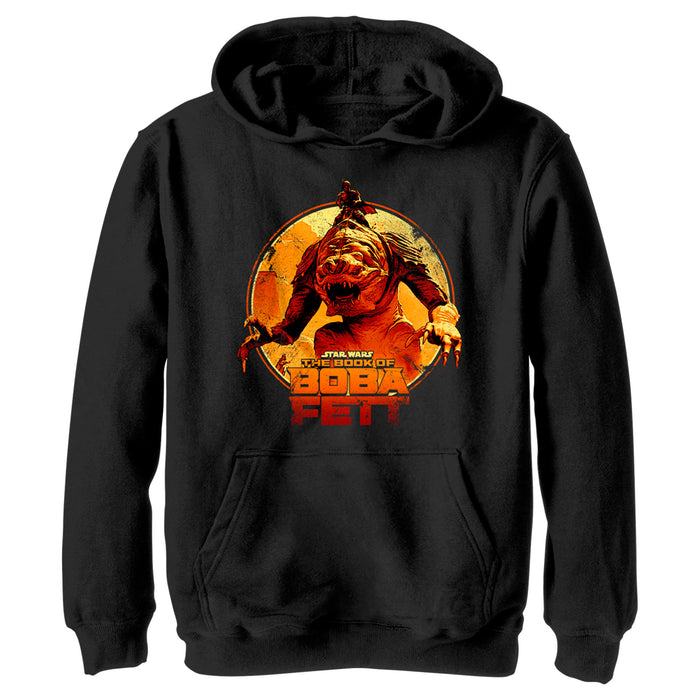 fifth sun Boy's Star Wars: The Book of Boba Fett Riding the Rancor Pull Over Hoodie
