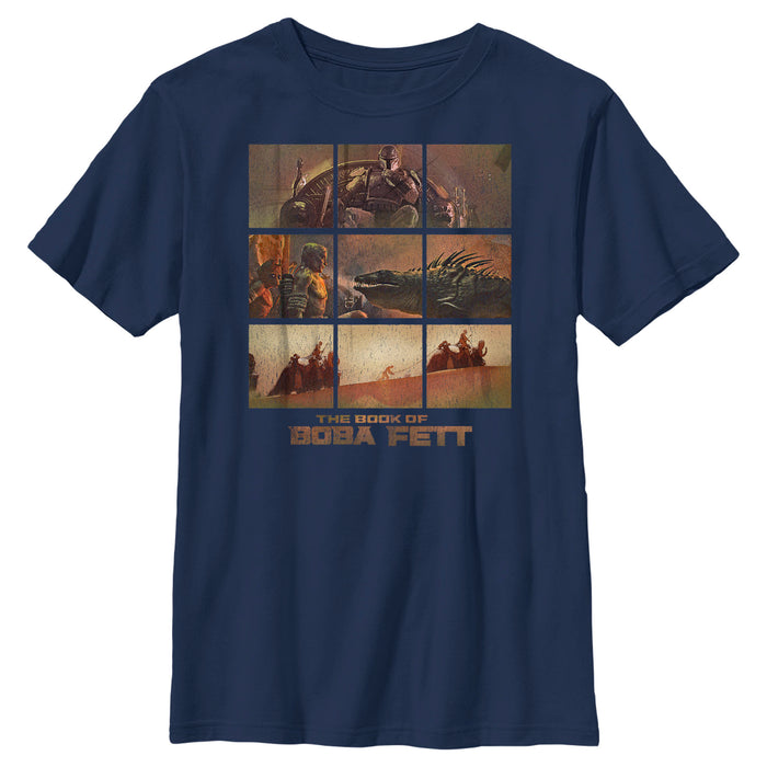 fifth sun Boy's Star Wars: The Book of Boba Fett Tatooine Desert Comic Panels T-Shirt