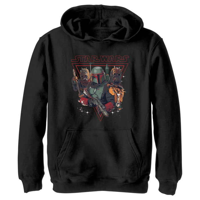 fifth sun Boy's Star Wars: The Book of Boba Fett Tusken Raiders and Boba Bounty Hunters Pull Over Hoodie