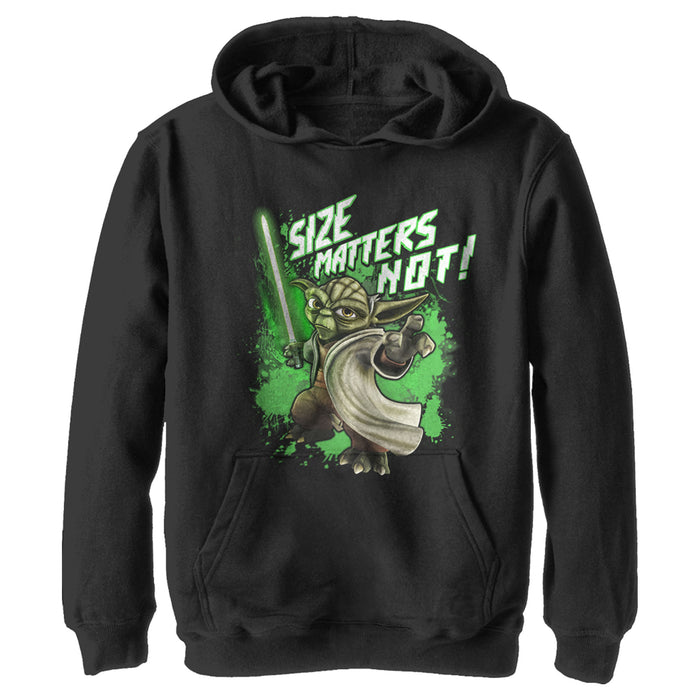fifth sun Boy's Star Wars: The Clone Wars Yoda Size Matters Not Pull Over Hoodie