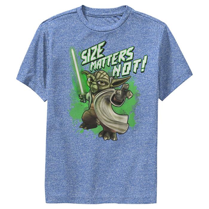 fifth sun Boy's Star Wars: The Clone Wars Yoda Size Matters Not Performance Tee