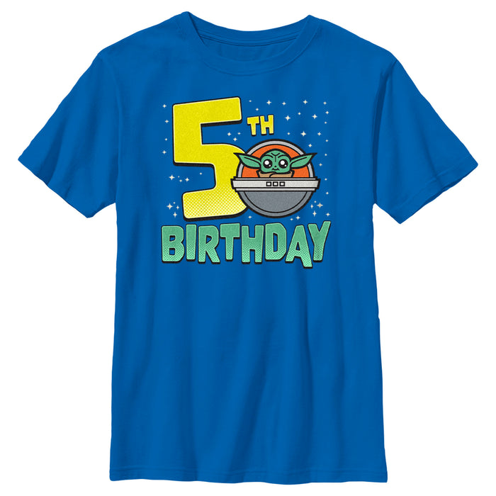 fifth sun Boy's Star Wars: The Mandalorian Grogu 5th Birthday T-Shirt