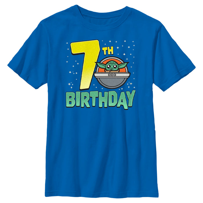 fifth sun Boy's Star Wars: The Mandalorian Grogu 7th Birthday T-Shirt