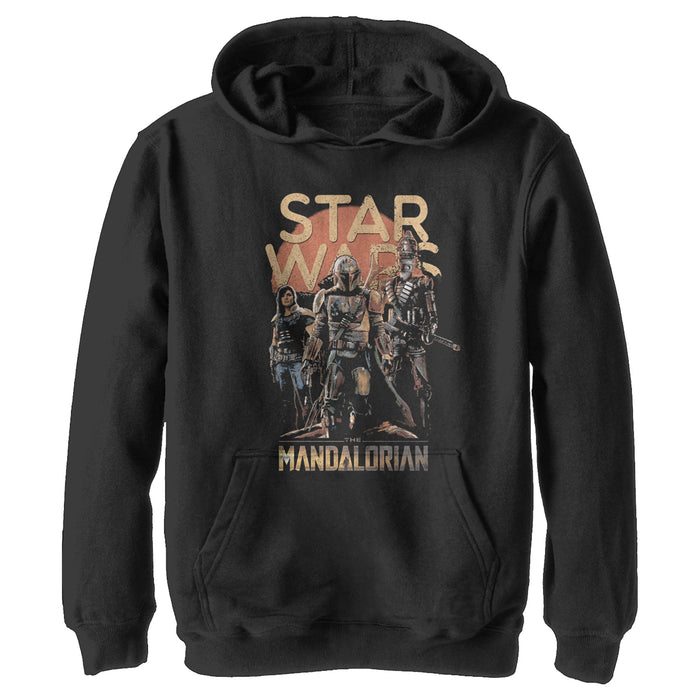 fifth sun Boy's Star Wars: The Mandalorian Grunge Character Pull Over Hoodie