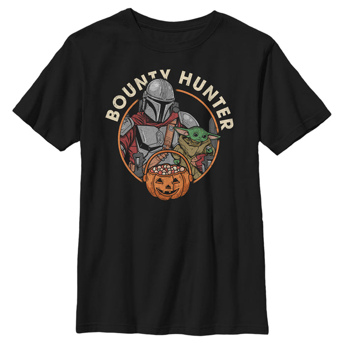 fifth sun Boy's Star Wars: The Mandalorian Halloween Candy Bounty Hunter Din Djarin and Grogu T-Shirt