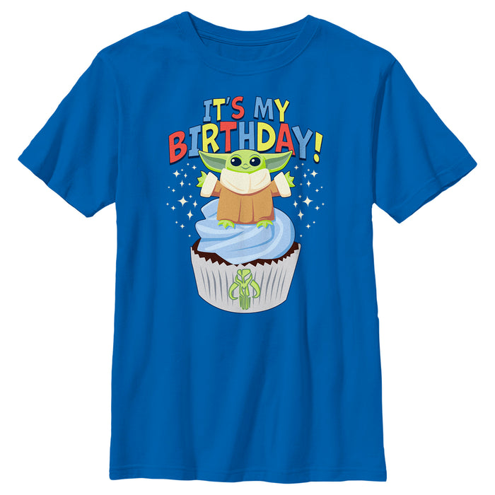 fifth sun Boy's Star Wars: The Mandalorian It's My Birthday Grogu Cupcake T-Shirt
