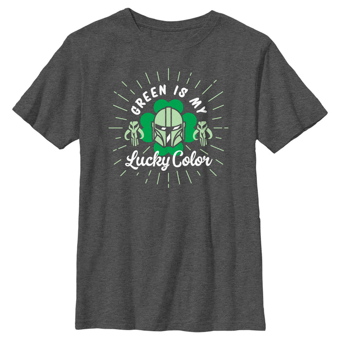 fifth sun Boy's Star Wars: The Mandalorian St. Patrick's Day Din Djarin Green is my Lucky Color T-Shirt