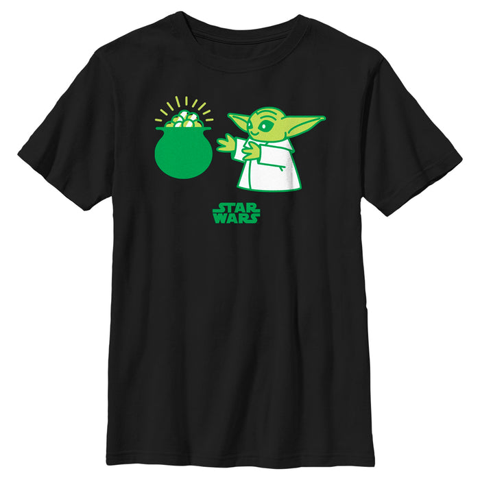 fifth sun Boy's Star Wars: The Mandalorian St. Patrick's Day Grogu Pot of Gold T-Shirt