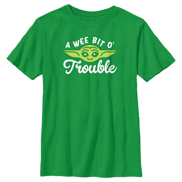 fifth sun Boy's Star Wars: The Mandalorian St. Patrick's Day Grogu A Wee Bit O' Trouble T-Shirt
