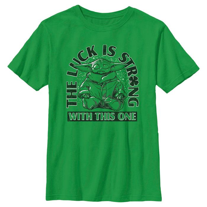fifth sun Boy's Star Wars: The Mandalorian St. Patrick's Day Grogu The Luck is Strong with this One T-Shirt
