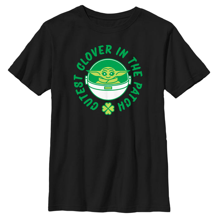 fifth sun Boy's Star Wars: The Mandalorian St. Patrick's Day Grogu Cutest Clover in the Patch T-Shirt