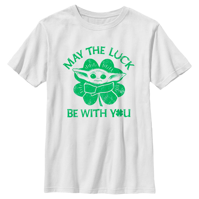 fifth sun Boy's Star Wars: The Mandalorian St. Patrick's Day Grogu May the Luck be with You Retro T-Shirt