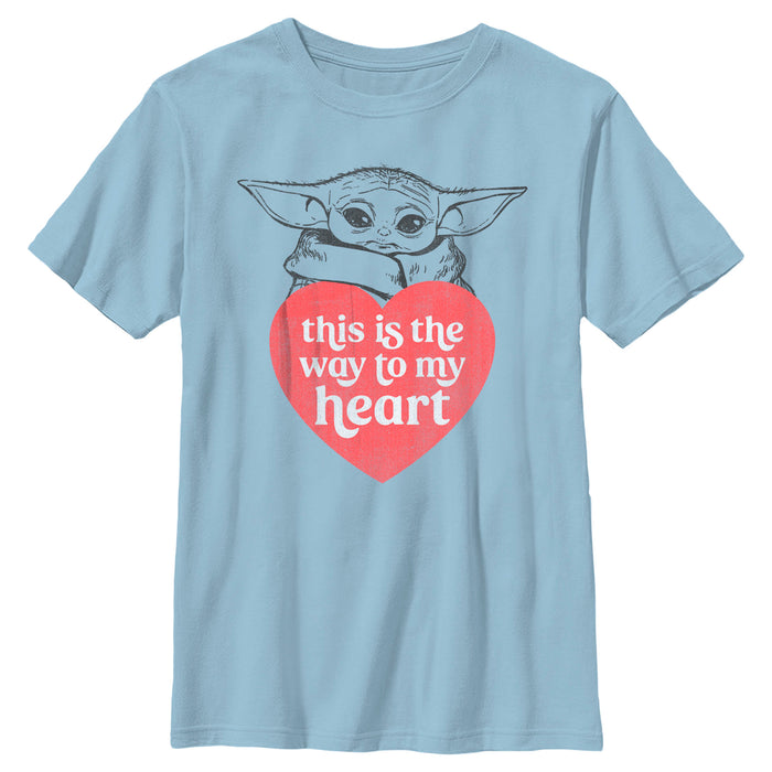 fifth sun Boy's Star Wars: The Mandalorian Valentine's Day Grogu This is the Way to my Heart T-Shirt