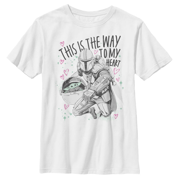 fifth sun Boy's Star Wars: The Mandalorian Valentine's Day The Child Way to my Heart T-Shirt