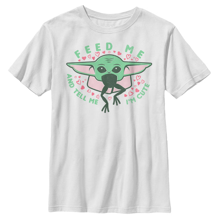 fifth sun Boy's Star Wars: The Mandalorian Valentine's Day The Child Feed Me T-Shirt