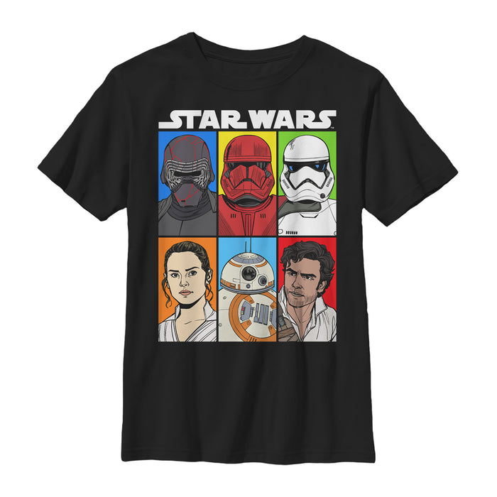fifth sun Boy's Star Wars: The Rise of Skywalker Character Grid T-Shirt