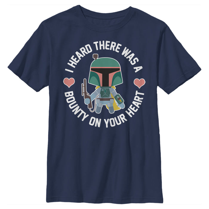 fifth sun Boy's Star Wars Valentine's Day Boba Fett Bounty on Heart T-Shirt