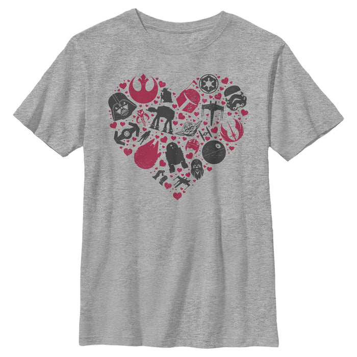fifth sun Boy's Star Wars Valentine's Day Heart Icons T-Shirt