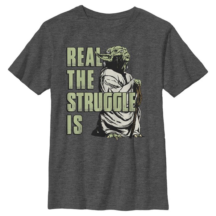 fifth sun Boy's Star Wars Yoda Real the Struggle Is T-Shirt