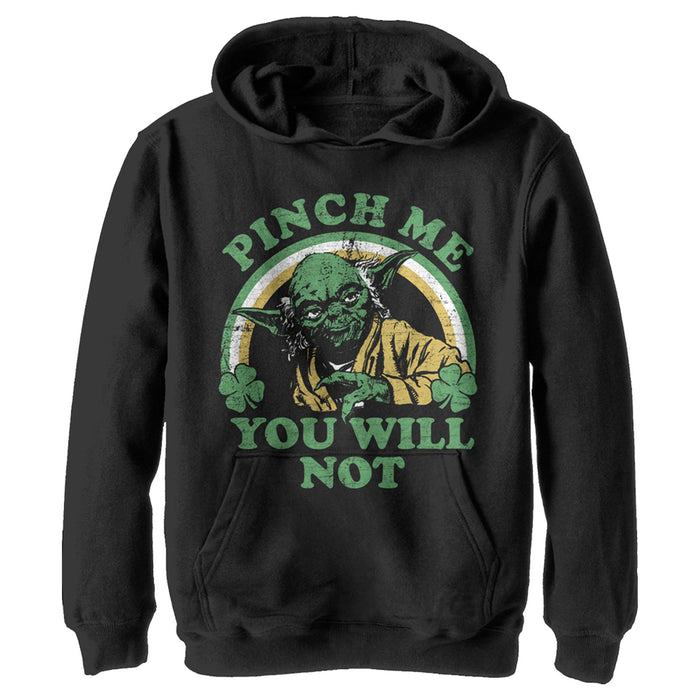 fifth sun Boy's Star Wars Yoda St. Patrick's Day Pinch Me You Will Not Pull Over Hoodie