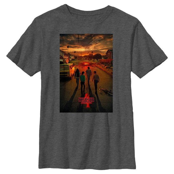 fifth sun Boy's Stranger Things Four Friends Rift Apocalypse Poster T-Shirt