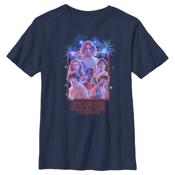 fifth sun Boy's Stranger Things Fourth of July Character Frame T-Shirt
