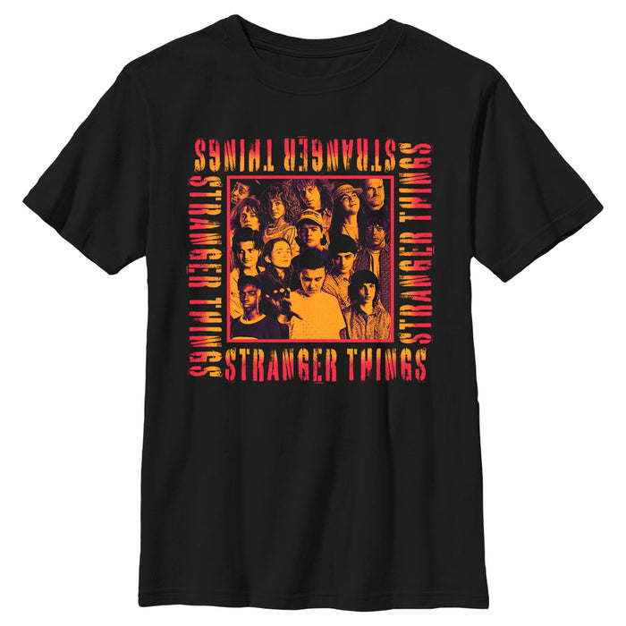 fifth sun Boy's Stranger Things Orange Group Shot Boxed Up T-Shirt