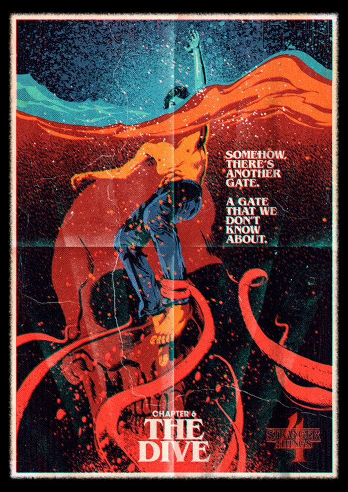 Fifth Sun Boy's Stranger Things Retro The Dive Poster T-Shirt