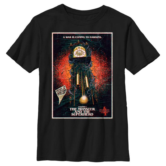 fifth sun Boy's Stranger Things Retro The Monster and The Superhero Poster T-Shirt