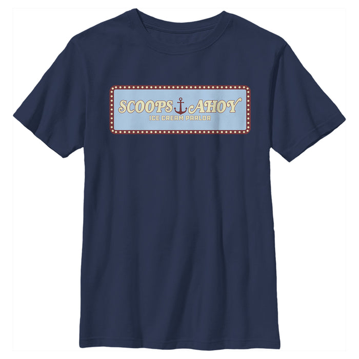 fifth sun Boy's Stranger Things Scoops Ahoy Logo T-Shirt